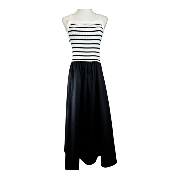Moon River Dresses & Skirts - Moon River Black White Striped Knit Poplin Maxi Dress Medium Neutral Boho